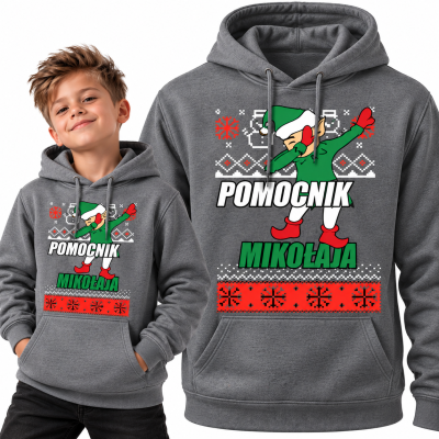BLUZA Z KAPTUREM  ŚWIĄTECZNA POMOCNIK MIKOŁAJA